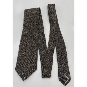 Missoni Mens 100% Silk Woven Neck Tie Yellow‎ Black White Italy